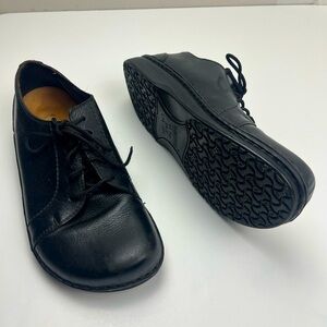 Birkenstock Black Leather Derby Oxfords